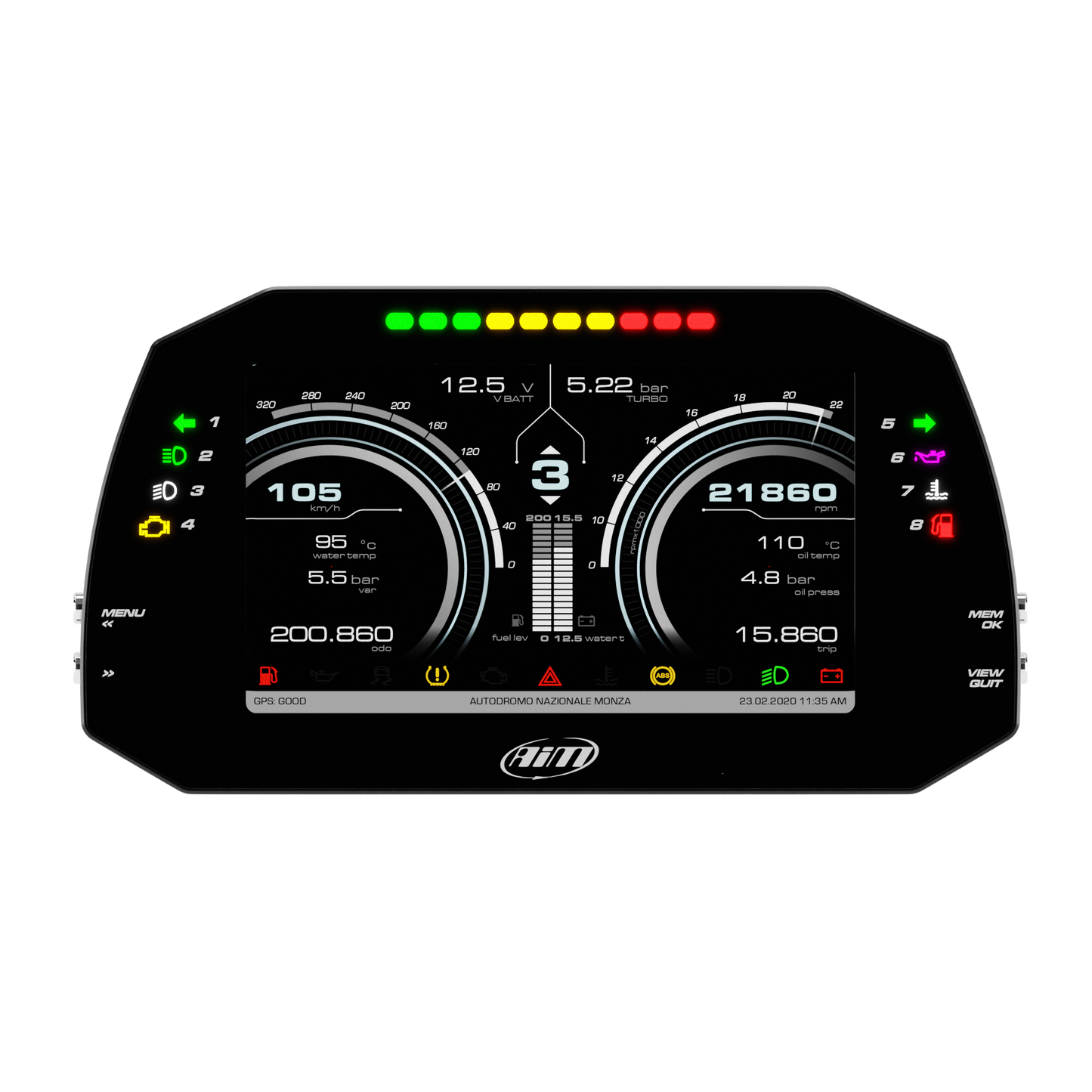 AiM MXG 1.3 Strada 7" TFT Dash Display with Road Icons - AimShop.com