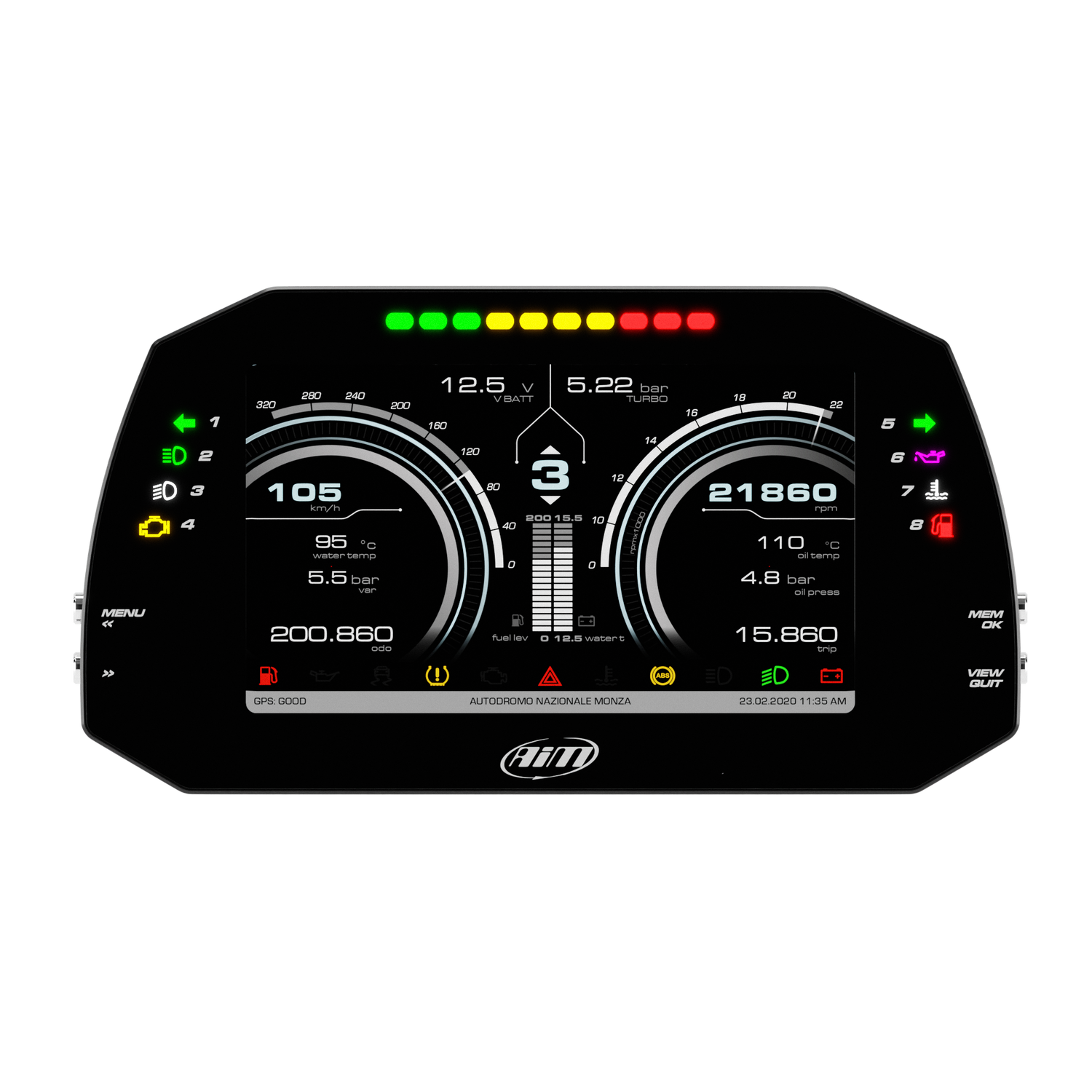 AiM MXG 1.3 Strada 7" TFT Dash Display with Road Icons - AimShop.com