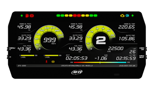 AiM MXT 1.3 10 インチ TFT IVA 準拠デジタル ディスプレイおよびデータ ロガー