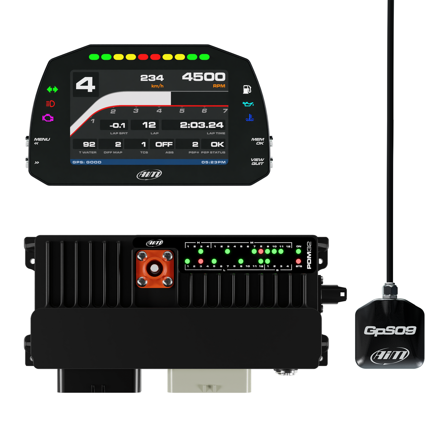 AiM PDM32 With 5" Road Icons Display GPS Data Logging Kit